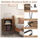 Rustic brown record player stand with charging station, 3-tier design, metal support legs, and anti-toppling kits for.