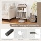 Record player stand in white with open shelf, charging station, and sturdy legs for vinyl record storage and.