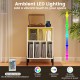 Record player stand with LED lighting, featuring a charging station and open shelves for vinyl records, in white.