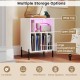 Record player stand with LED light, open shelf, and large compartment for vinyl records, perfect for audio equipment.