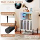 Record player stand with LED light, heavy-duty metal legs, and cable management hole for organized audio storage.