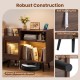 Record player stand with LED light, sliding door, and solid wood legs, providing ample storage for turntables and decor.