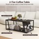 Rectangle 2-tier coffee table in brown with spacious tabletop, side compartment, and large bottom shelf for versatile.