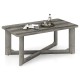 Rectangle coffee table in gray with rubber wood X-shaped base, featuring a wide tabletop for convenient storage.