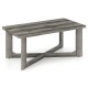 Rectangle coffee table in gray rubber wood with an X-shaped base, perfect for convenient storage and stability.