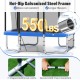 Rectangle outdoor trampoline with a hot-dip galvanized steel frame, featuring a basketball hoop and safety net for fun.