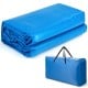 Rectangle swimming pool cover in blue, 12-mil thick PE, with carrying bag, designed for heat retention and water.