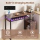 Rectangular bar table in rustic brown with built-in charging station, LED light, and wine bottle storage for stylish.