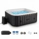 Rectangular black blowup hottub for 4-6 people with 130 air jets, insulated cover, and smart touch panel for easy.