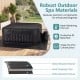 Rectangular black blowup hot tub with 130 air jets, featuring robust PVC materials for outdoor use and insulation.