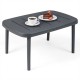 Rectangular gray patio side table with aluminum alloy rods, ideal for poolside use, featuring a spacious tabletop for.