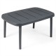 Gray rectangular patio storage side table with aluminum alloy rods, ideal for poolside and outdoor use.