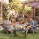 Rectangular gray patio side table with aluminum alloy rods, ideal for outdoor use by the poolside or garden.