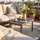 Rectangular gray patio side table with aluminum alloy rods, perfect for poolside use, featuring a spacious tabletop.