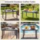 Rectangular gray patio storage side table with aluminum alloy rods, perfect for outdoor use in backyard, garden, or.
