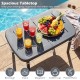 Rectangular gray patio side table with spacious tabletop, ideal for beverages, snacks, and potted plants by the.