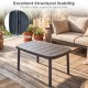 Rectangular gray patio side table with aluminum alloy rods, ideal for poolside use and outdoor organization.