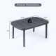 Rectangular patio storage side table in gray with aluminum alloy rods, measuring 31.5" x 19.5" x 16", ideal for.