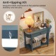 Retro blue console table with anti-tipping kit, featuring a drawer and open shelf for versatile storage in narrow.