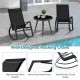 Black patio rocking chairs with ergonomic backrest and sturdy metal frame, perfect for backyard relaxation by the.
