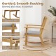 Rocking chair with a padded seat in natural rubber wood, featuring a 25° gentle rocking motion for ultimate relaxation.