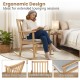 Rocking chair with cushion in natural rubber wood, featuring ergonomic backrest and wide armrests for ultimate comfort.