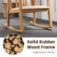 Natural rocking chair with slatted back, solid rubber wood frame, and soft linen seat, supports up to 400 lbs.