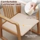 Cushioned seat of the natural rocking chair featuring soft linen fabric and high-density sponge padding for comfort.
