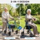 Rollator walker with seat in blue, featuring adjustable handles and large wheels for stability and comfort in outdoor.