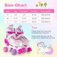 Adjustable roller skates in rose red with light-up wheels, designed for teens ages 13+, featuring breathable mesh liner.