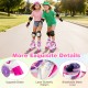 Adjustable roller skates for teens in rose red with light-up wheels, featuring breathable mesh liner and laser.