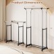 Double rod garment rack with adjustable height, featuring smooth-rolling casters for easy mobility and organization.