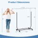 Rolling clothes rack with adjustable top rod, sturdy metal frame, and wheels for easy mobility in laundry or bedroom.