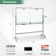 Rolling double-sided magnetic whiteboard on wheels, 74" tall, with aluminum alloy frame, ideal for office and classroom.