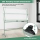 Rolling double-sided magnetic whiteboard on wheels with aluminum frame, featuring 360° rotation and swing-stop device.