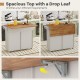 Rolling kitchen island with a drop leaf top, grey finish, featuring storage drawers and wheels for easy mobility.