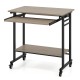 Rolling laptop table with pull-out keyboard tray, grey finish, and wheels for easy mobility and storage options.