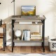 Rolling laptop table in grey with pull-out keyboard tray, hooks, and bottom shelf for convenient storage and mobility.