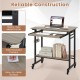 Rolling laptop table in grey with pull-out keyboard tray, hooks, and smooth-rolling casters for versatile workspace use.