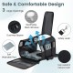 Rolling pet carrier with breathable mesh windows, soft washable pad, and dual-way zippers for easy access and comfort.