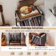 Rolling record player stand in rustic brown with vinyl storage and magazine holder, perfect for organizing your.
