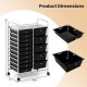 15-drawer rolling storage cart with chrome-plated metal frame, dimensions 38"x24.5"x15", ideal for home or classroom.