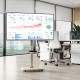 Rolling TV stand on wheels for 32-75 inch TVs, featuring height adjustment and storage shelves, ideal for home offices.
