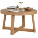 Round coffee table with sturdy rubber wood legs, 30-inch tabletop, perfect for living room organization and style.