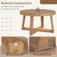Round coffee table with sturdy rubber wood legs, 30" wide, featuring a stable X-shaped base and anti-slip foot pads.