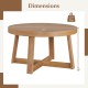 Round coffee table with 30" rubber wood top and sturdy legs, ideal for living room organization and rustic decor.
