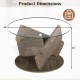 Round glass coffee table with a 32-inch tempered glass top and gray rubberwood base, ideal for living rooms and offices.