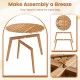 Round outdoor acacia wood side table with slatted tabletop and X-shaped structure, perfect for patio or garden use.