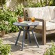 Round patio storage side table in gray, featuring a spacious 20" tabletop, ideal for poolside or balcony use.