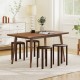 Round portable wood nesting stools in walnut finish, featuring locking casters for easy mobility and space-saving.